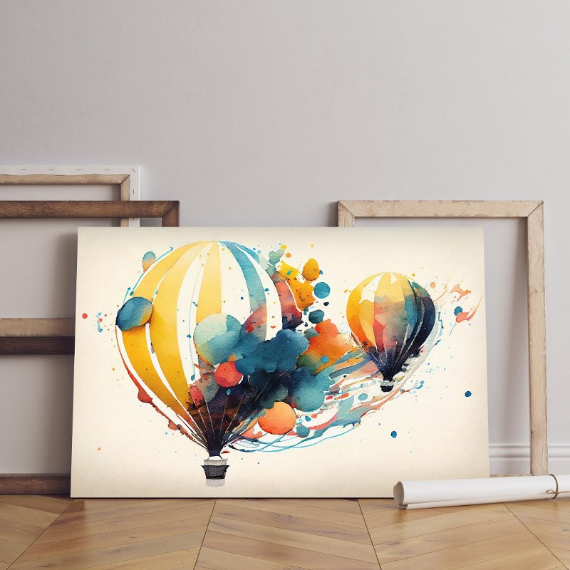 home gallery watercolor balloons abstract art air balloons Printed Canvas wall art   cm