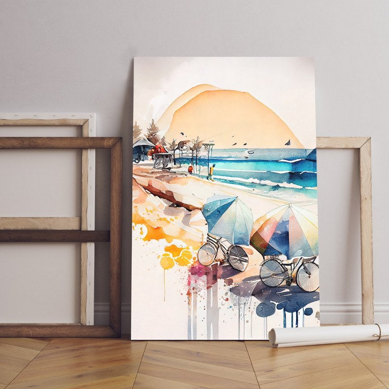 home gallery watercolor beach backdrop Printed Canvas wall art   cm