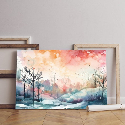 home gallery watercolor painting snowy landscape with snowy Printed Canvas wall art   cm