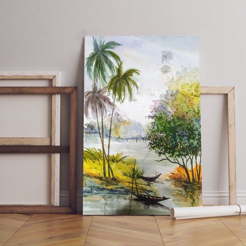 Home Gallery beautiful nature hand drawn watercolor Printed canvas wall art   cm