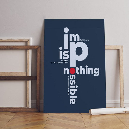 Home Gallery impossible is nothing motivational quotes Printed canvas wall art   cm