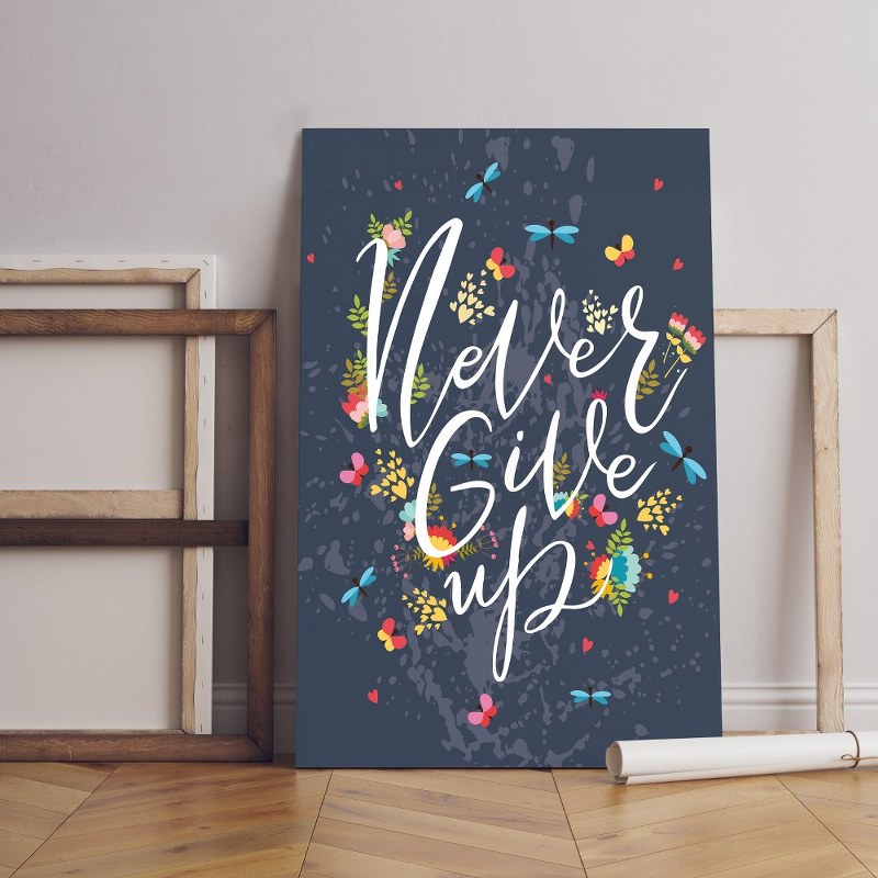 Home Gallery never give up motivational postcard Printed canvas wall art   cm