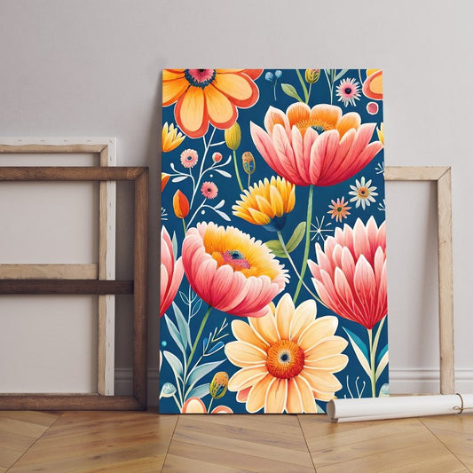 Home Gallery seamless pattern with watercolor flowers Printed canvas wall art   cm