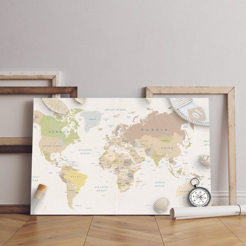 Home Gallery sea travel things world map conposition Printed canvas wall art   cm