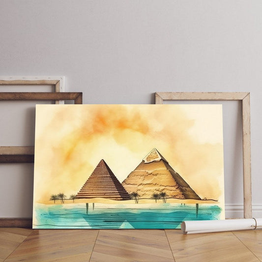 Home Gallery watercolor illustration pyramids egypt Printed canvas wall art   cm