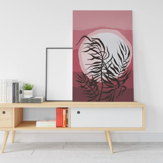 Branches with moon in Scandi Landscape Printed canvas wall art