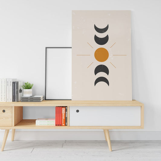 Moon phases wall art black moon Printed canvas wall art