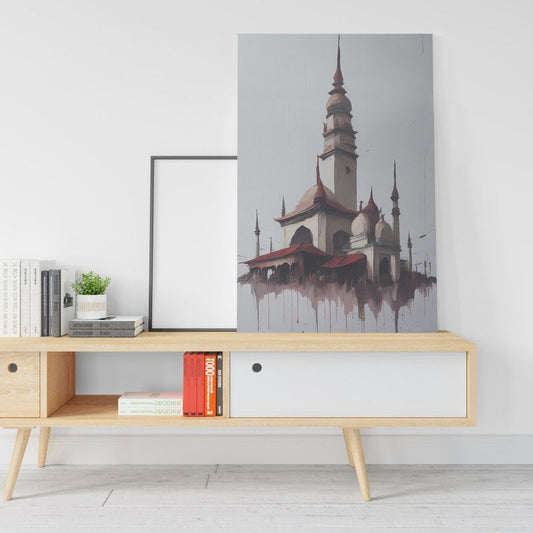 Mosque painting with islamic art Printed canvas wall art