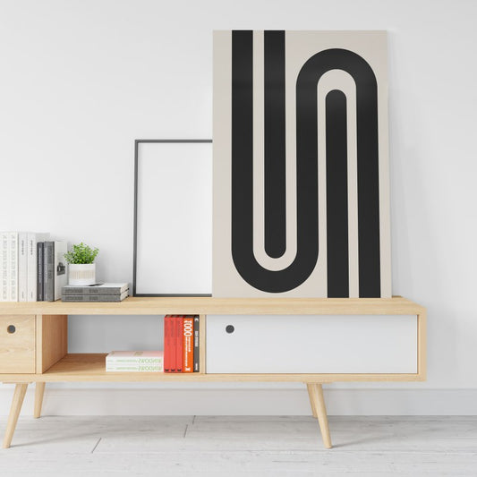 N Geometric Letter with Black and white poster Printed canvas wall art