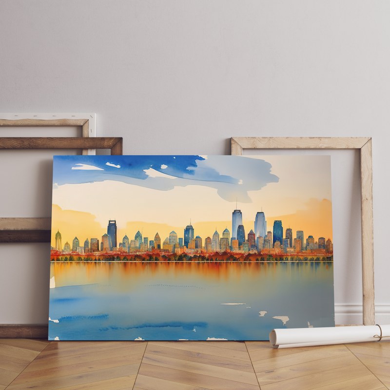 Panorama philadelphia skyline bridge Printed canvas wall art