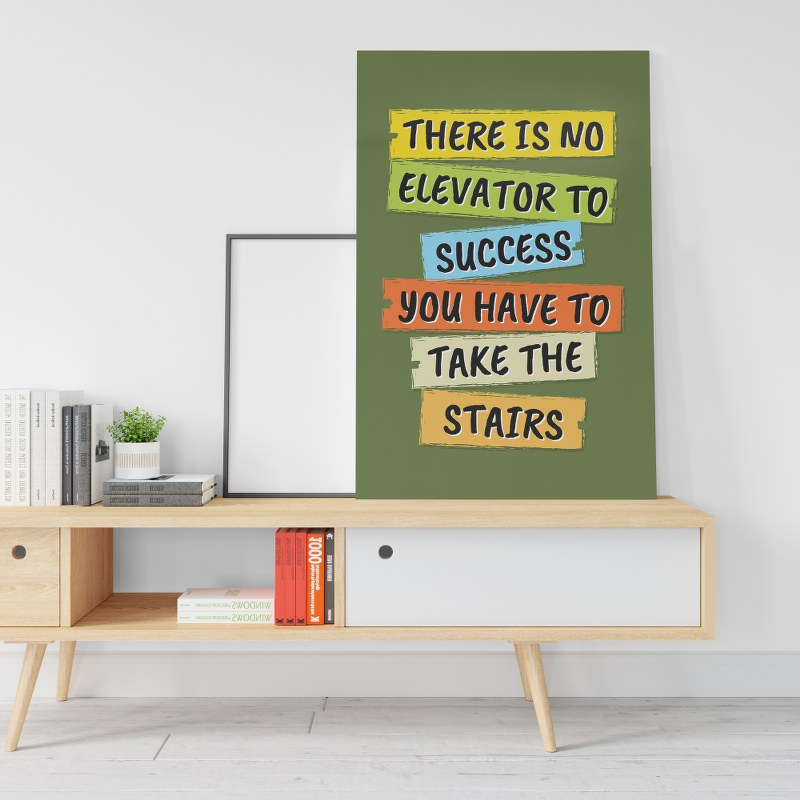 There is no elevator to success you have to take stairs motivation postcard
