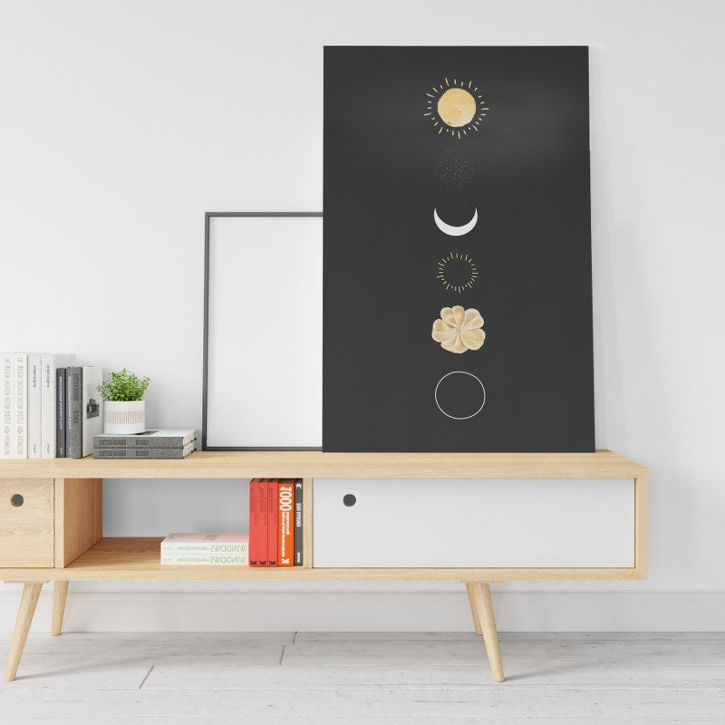 Moon Phases Decor Cosmic Lunar Moon Phases Sun and Moon Printed canvas wall art