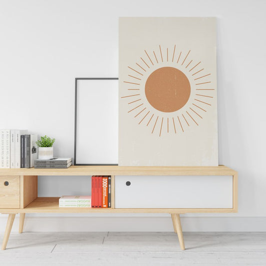 Large Sun Art Print Abstract Sunrise Circle on Canvas