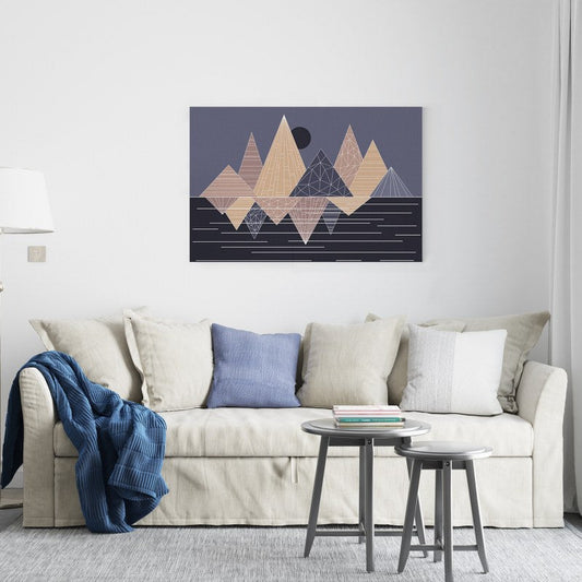 Triangles colorful in an abstract geometric style Printed canvas wall art   cm