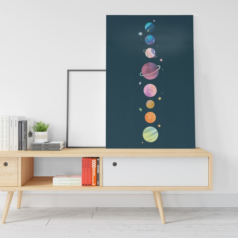 Lined Up Solar System Planets Wall Art Printed on canvas