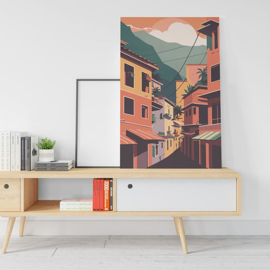 Vector illustration brazilian favela landscape Printed canvas wall art   cm