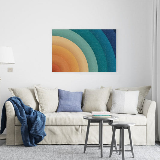 Vintage 70s quarter radial sun retro vector Printed canvas wall art   cm