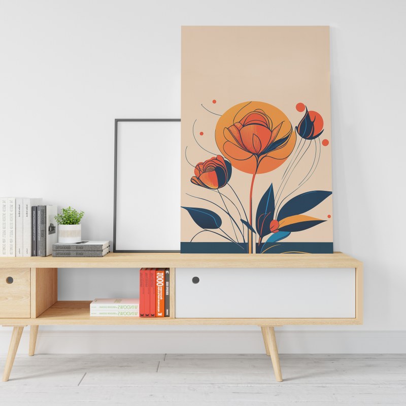 Orange roses like the sun Printed canvas wall art   cm