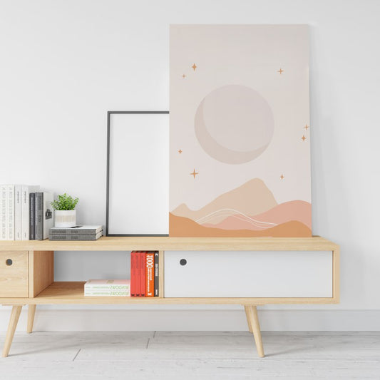 Circular geometric shape of the moon printed canvas wall art   cm