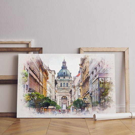 Historical Building Old Town Town in Europe Printed Canvas wall art