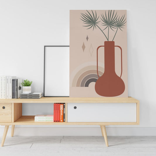 Potted Plant Print Pastel Palm Leaves Print Tropical Wall