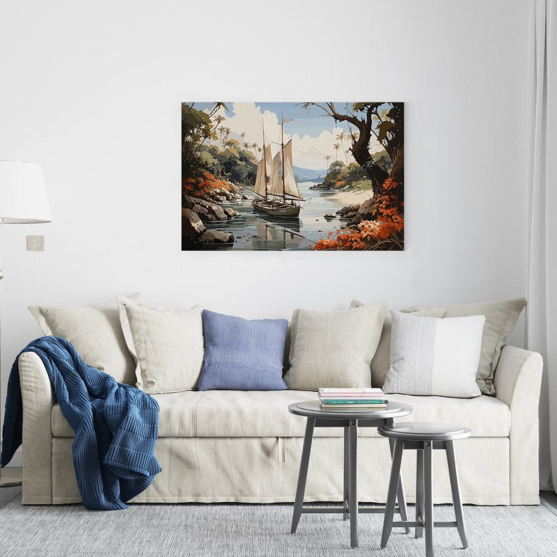 Imixlot Europe Style Sailing Boat Printed Canvas wall art