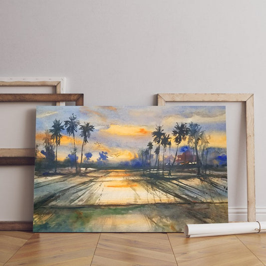 Peach Trees In Blossom-Printed Canvas wall art