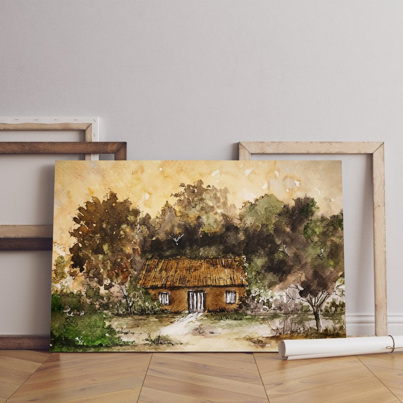 Cabin In The Woods Wall Art Printed Canvas wall art