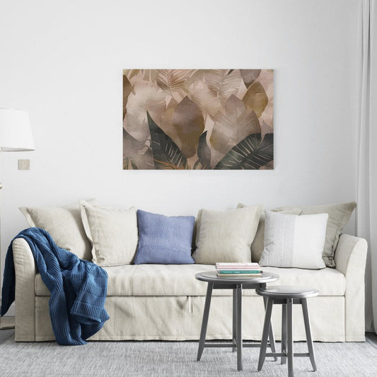 Seamless pattern with watercolor leaves Printed canvas wall art