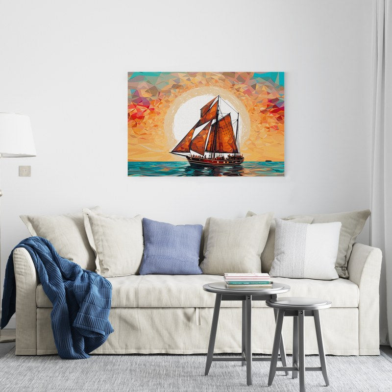 Gold Sail Abstract Landscape Printed canvas wall art