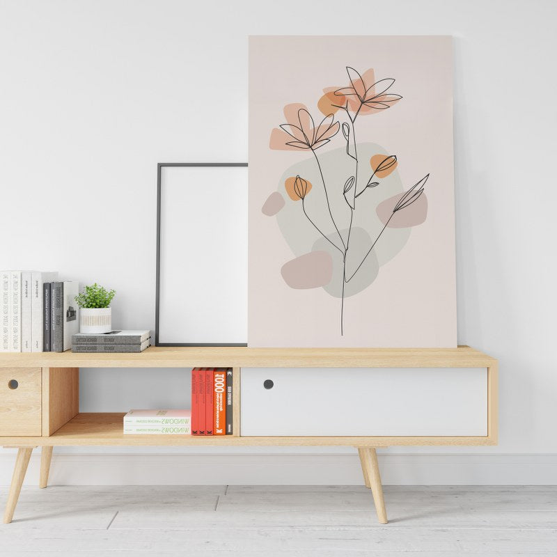 Watercolor Abstract Flower Line Art Printed canvas wall art