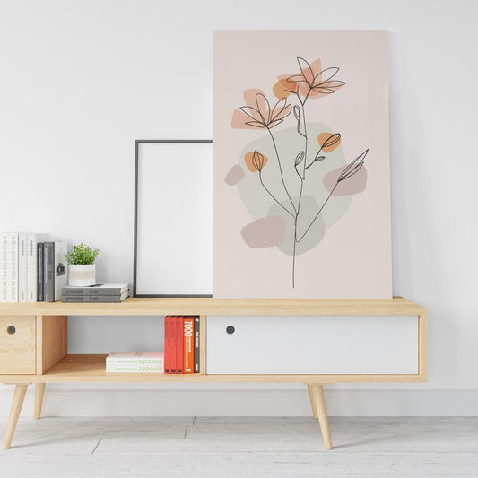 Watercolor Abstract Flower Line Art Printed canvas wall art