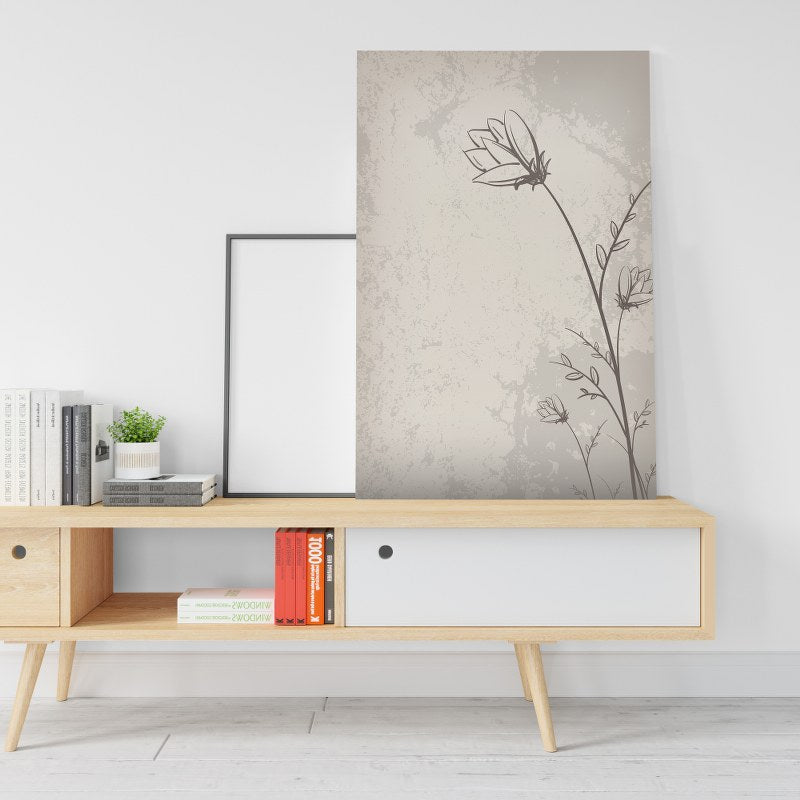 One Line Wild Flowers Printed canvas wall art