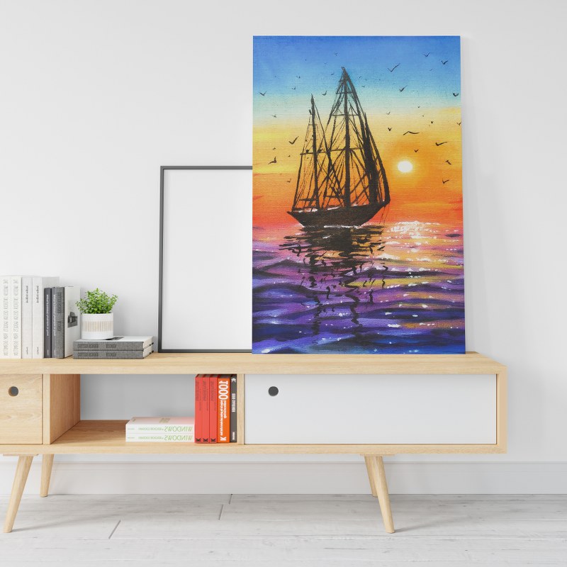 Ocean sunset oil painting Colorful sunset wall art Abstract