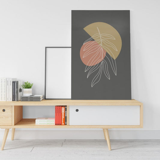 Hand drawn line with abstract shape Mid century scandinavian nordic style