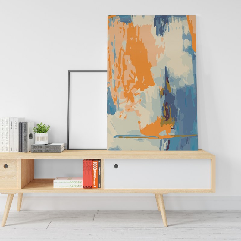 Abstract Blue Canvas Blue Orange Wall Art Printed canvas wall art