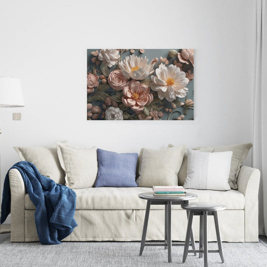 Vintage Peonies Oil Painting Moody Flower Printed canvas wall art