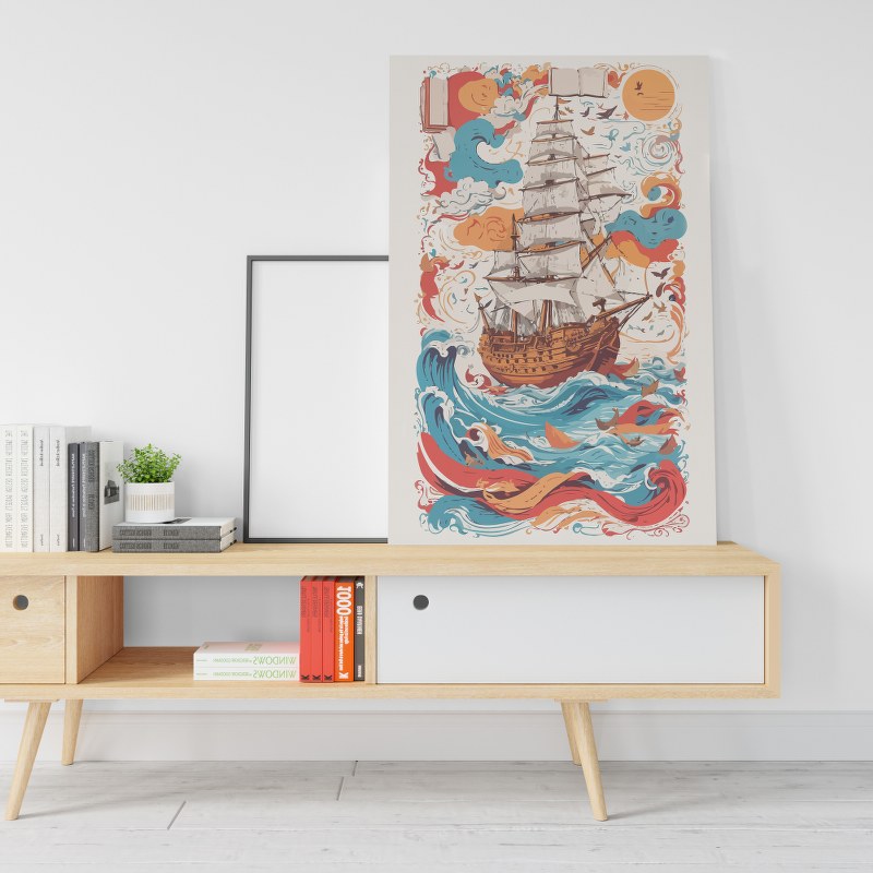 Pirate Graffiti Ship Vintage Posters Printed canvas wall art
