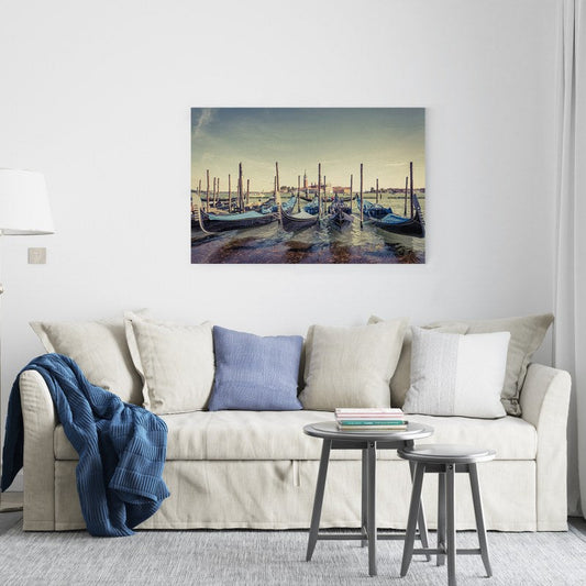 Berth with gondolas venice italy Printed canvas wall art