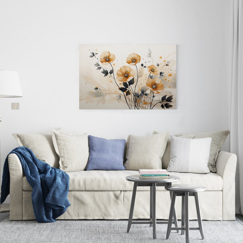 Abstract artistic background Vintage illustration flowers branches birds gold modern Art
Printed Canvas wall art