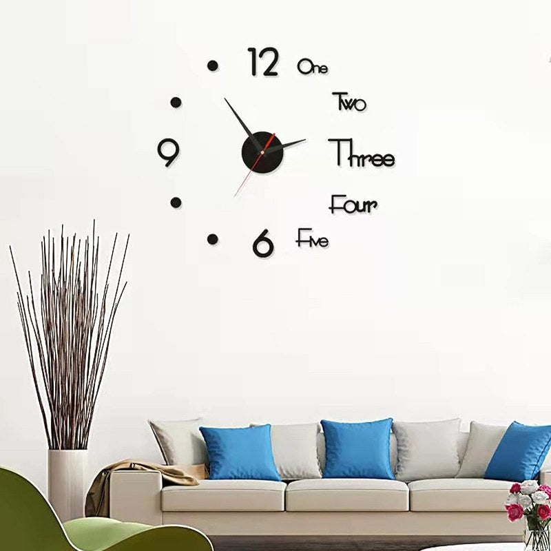 3D Wall Mounted Clock mix numbers with dots