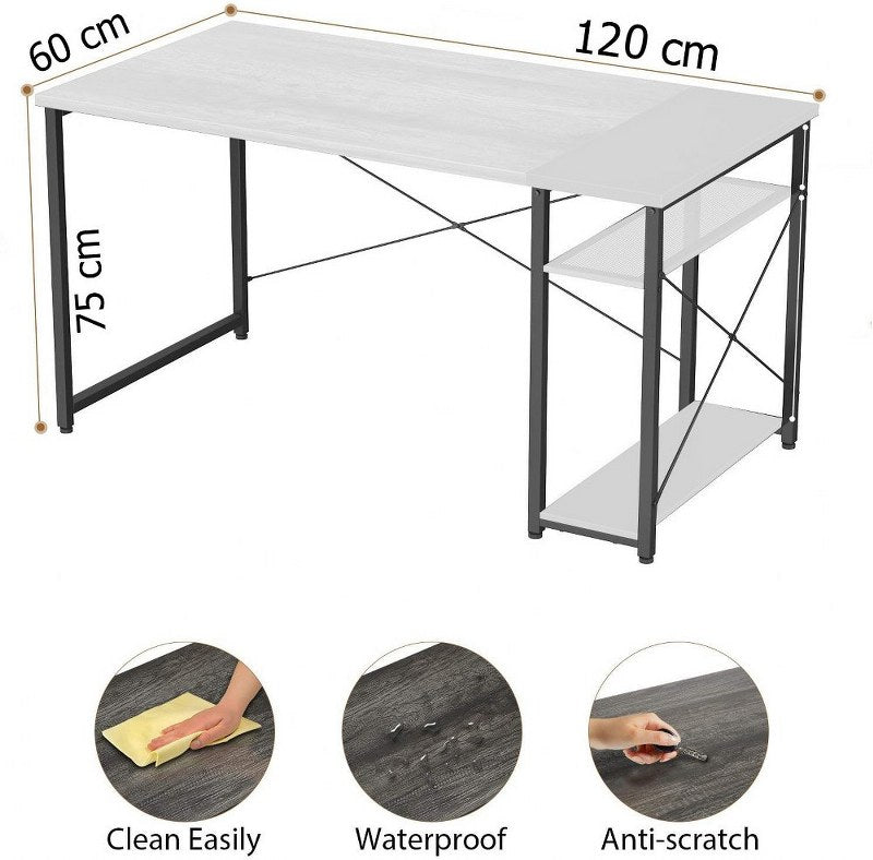 Office Desk Modern Style Black with Shelves 120 cm