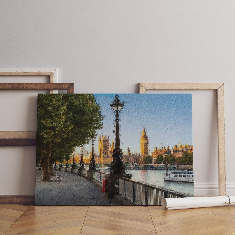 Famous Big Ben during sunset in London printed on canvas