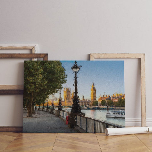 Famous Big Ben during sunset in London printed on canvas